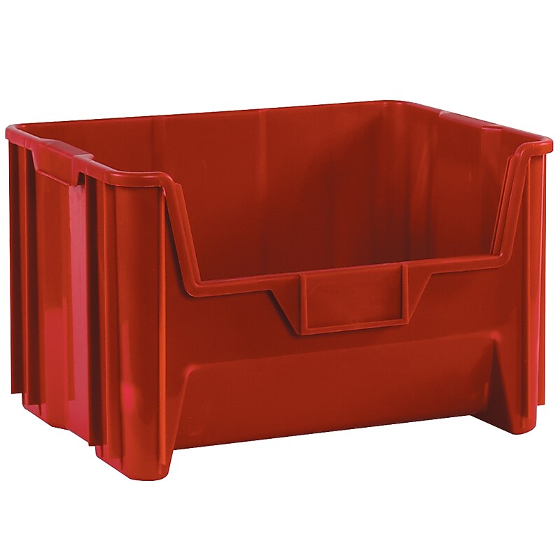 Quill Brand Large Stackable Plastic Storage Bin, 15.3" x 19.75"x 12.43", 65.37 Qt., Red, 3/Carton (BING111) image 1