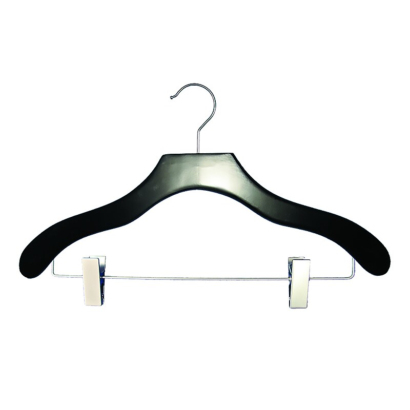 Nahanco 17" Wood Contemporary Coordinate Hanger, Black, 100/Pack (2007-22B) image 1