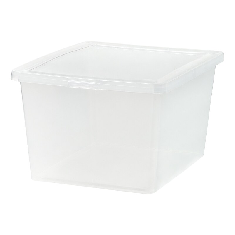 Iris 24.5 Quart Snap Top Plastic Snap Closure Storage Bin, Clear, 6/Pack (585104) image 1