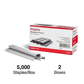 Staples Standard Staples, 1/4" Leg Length, 5000/Box, 2/Pack (TR58091)