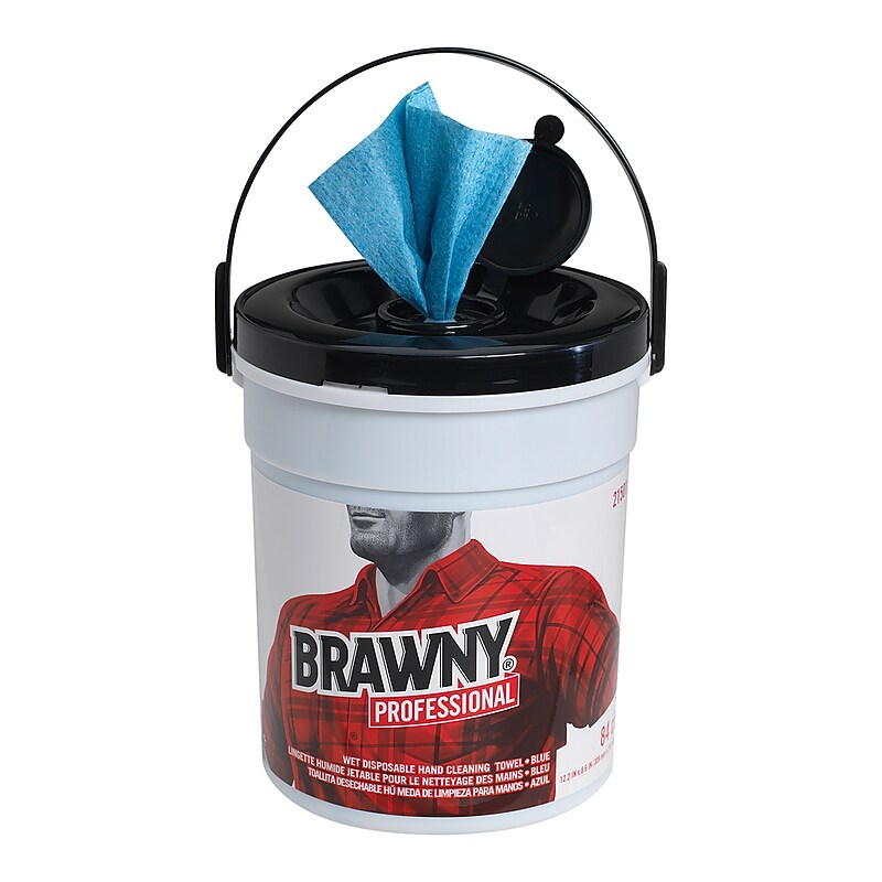 Brawny Industrial Cloth Cleaning Wipers, Blue, 84 Wipers/Box (21501) image 1