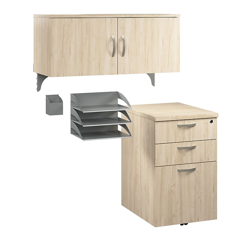 Bush Business Furniture Office in an Hour Cubicle Storage Set, Natural Elm (WC36597-03) image 1