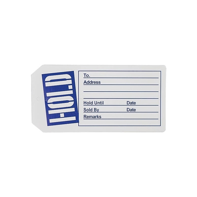 Nahanco 2 3/8" Hold Tag, Blue/White, 1000/Box (HOLD) image 1