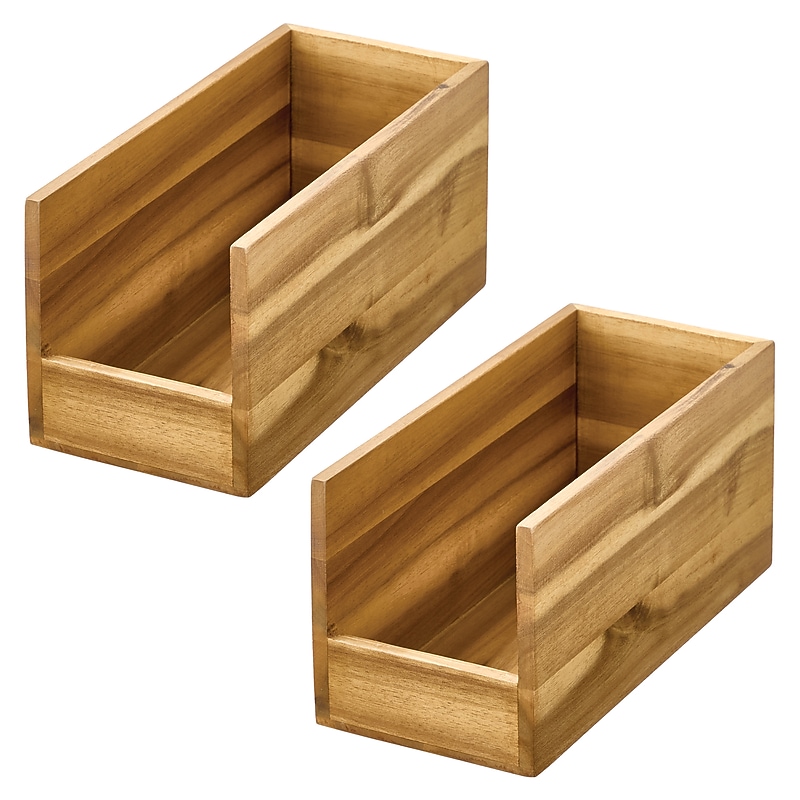 iDESIGN Small Stackable Wood Storage Bin, Natural, 2/Pack (28198M2) image 1