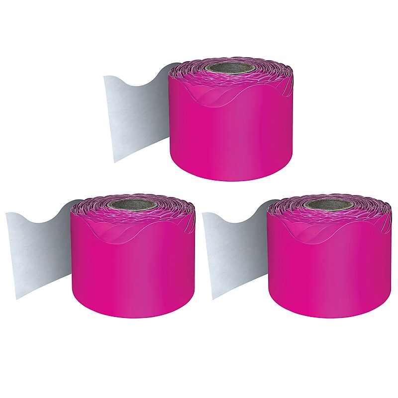 Carson Dellosa Education Rolled Scalloped Border, 2-1/4" x 65', Hot Pink, 3/Bundle (CD-108470-3) image 1