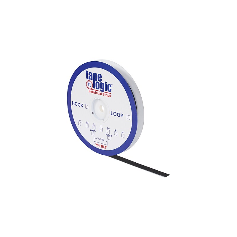 Tape Logic 1/2" x 75' Individual Tape Hook Strip, Black image 1