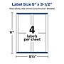 Avery Laser/Inkjet Multipurpose Labels, White, 4 Labels/Sheet, 100 Sheets/Pack (94256-RMP100)~#|#~BC143384-6A37-427A-893DA7EF04C7E129_sc7