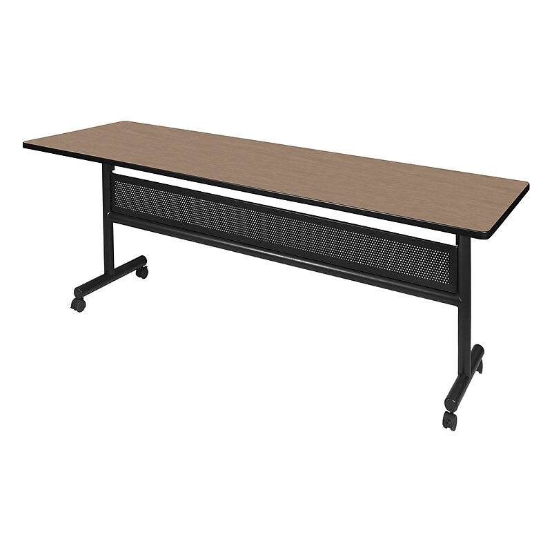 Regency Kobe Flip Top 84"W x 24"D Rectangular Training Room Table, Laminate, With Wheels, Noble Oak (MKFTM8424NO) image 1
