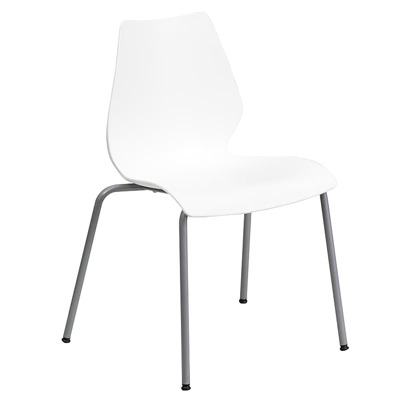 Flash Furniture HERCULES Series Plastic Stack Chair with Lumbar Support, White (RUT288WH) image 1