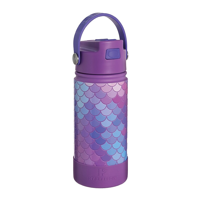 HYDRAFLOW Hybrid Mermaid Stainless Steel Water Bottle, 14 oz., Purple (400832) image 1