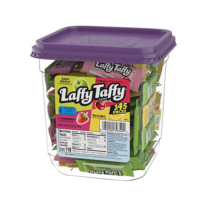 Laffy Taffy Assorted Chewy Candy, 49.3 oz, 145/Tub (FER42356