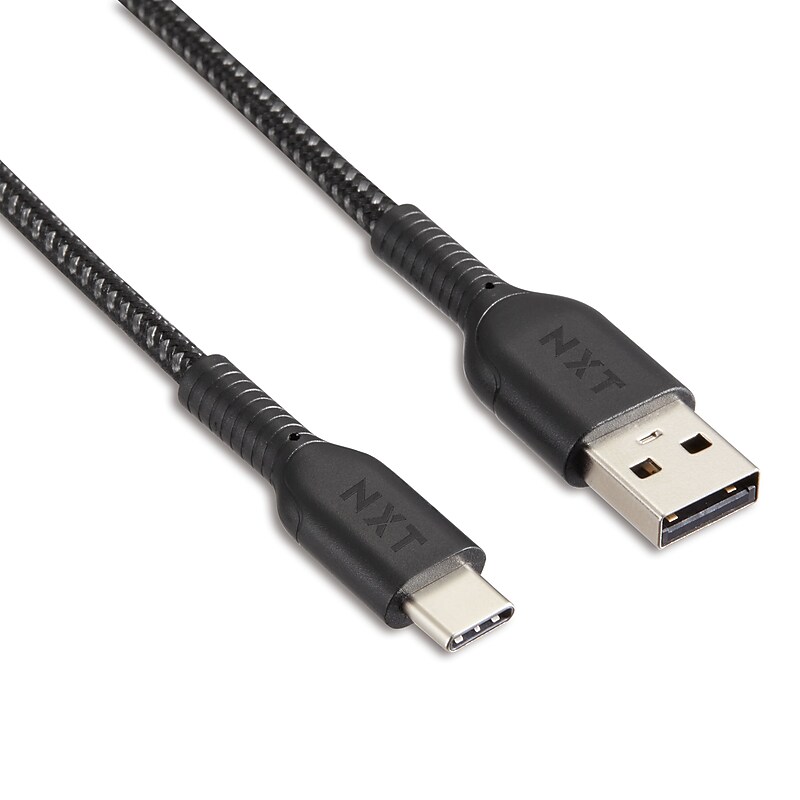 NXT Technologies™ 4 Ft. Braided USB-C to USB-A Cable, Black (NX60473) image 1