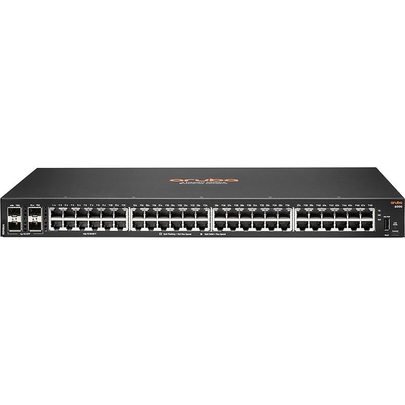 Aruba CX 6000 48G 4SFP Managed Switch, 104Gbps, Black (R8N86A#ABA) image 1
