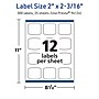 Avery TrueBlock Laser/Inkjet Square Multipurpose Labels, 2" x 2-3/16", White, 300/Pack (94124)~#|#~BC2E9D83-3AF8-40CB-A1E4AED81EDB775F_sc7