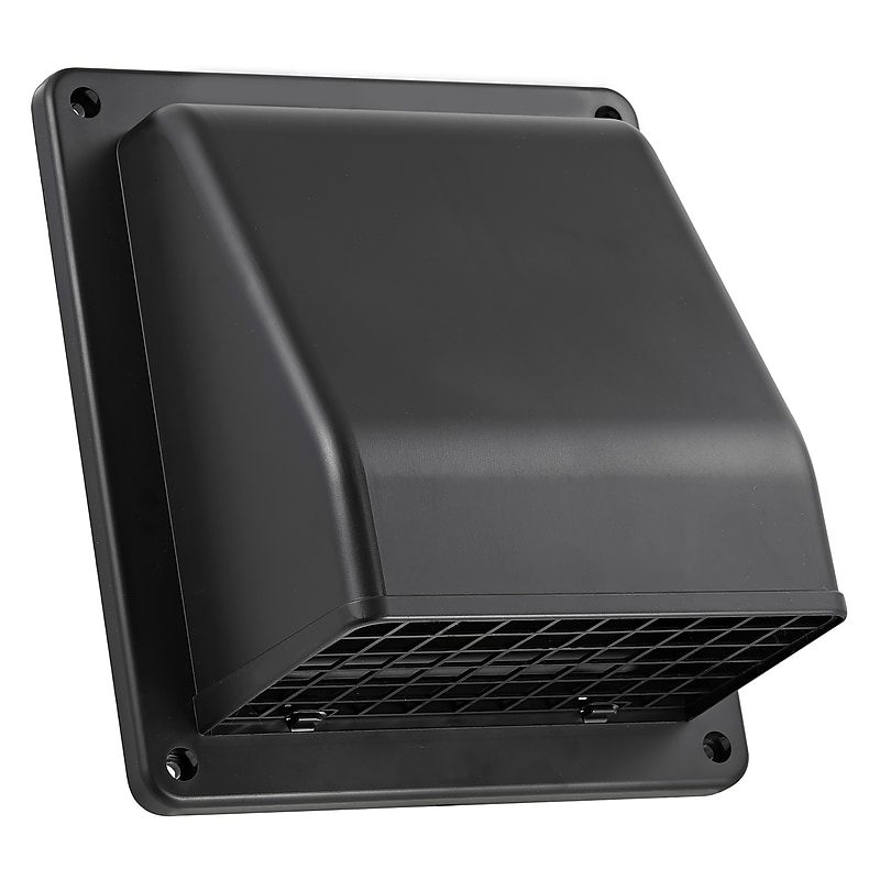 Lambro 6" Plastic Wall Exhaust Vent with Hinged Screen, Removable Damper & 1.25" Collar, Black (3510BL) image 1