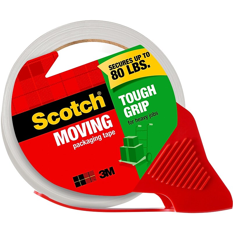 Scotch Tough Grip Moving Packing Tape with Dispenser, 1.88" x 38.2 yds., Clear (3500S-RD) image 1