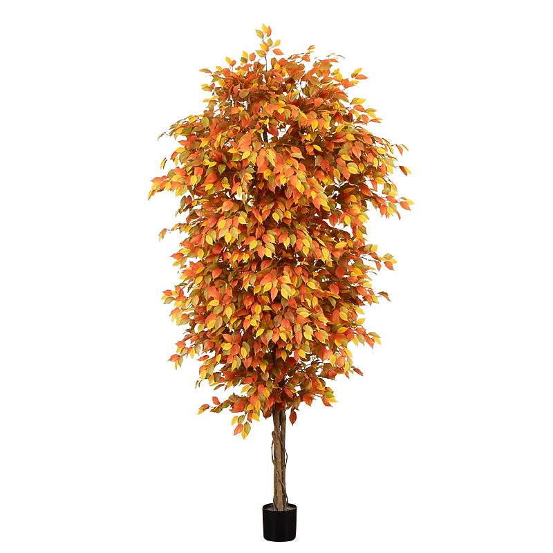 Nearly Natural 9' Autumn Ficus Artificial Fall Tree (T4768) image 1