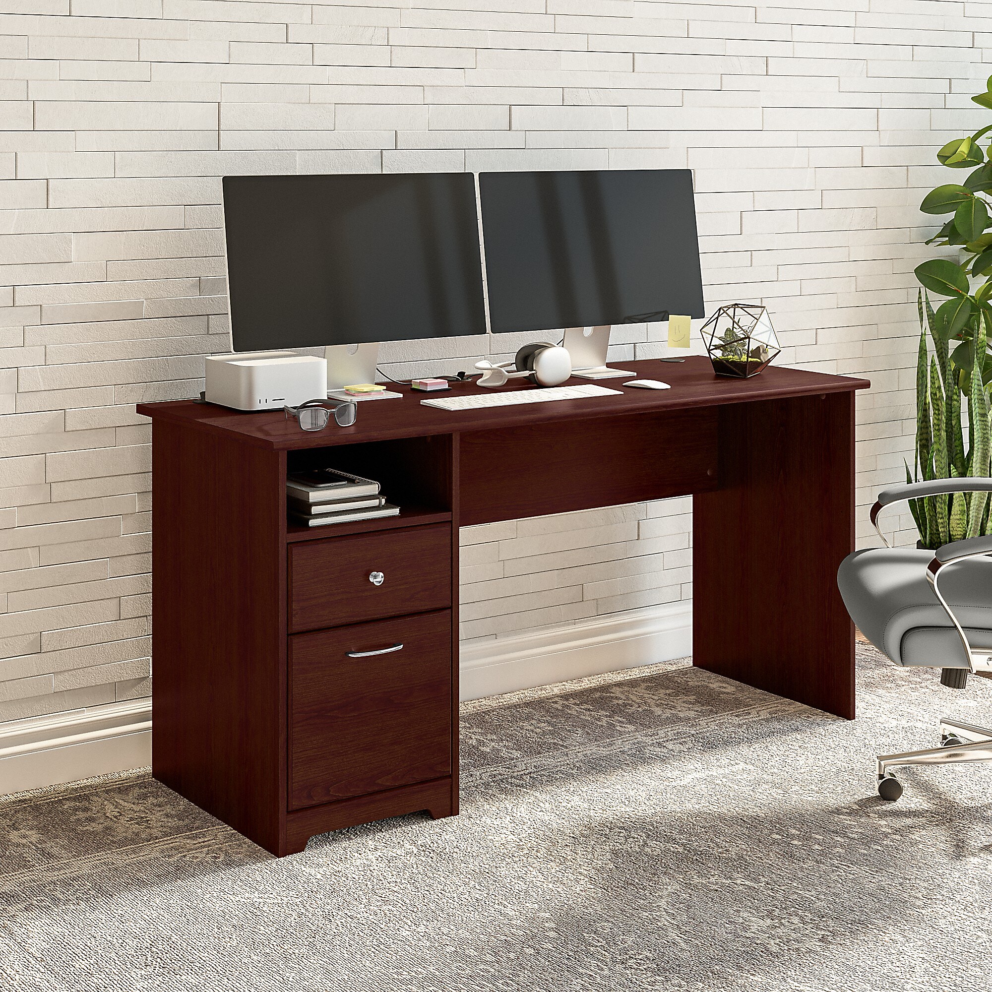 Bush Furniture Cabot 60″W Computer Desk with Drawers, Harvest Cherry (WC31460-03) Sansujyuku sansujyuku.com
