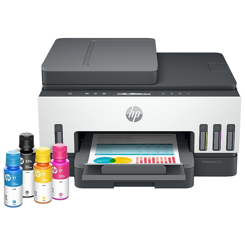HP Smart Tank 7301 Wireless Color All-in-One Cartridge Free Ink Tank Printer, 3 Years of Ink Included, AI Enabled (28B70A) image 1