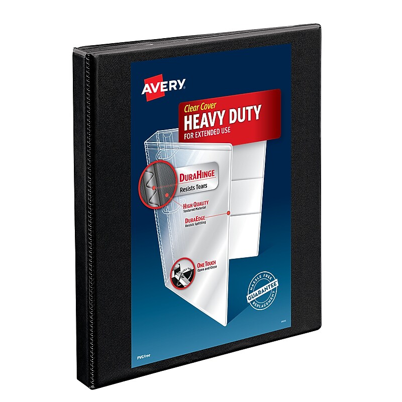 Avery Nonstick Heavy Duty 1/2" 3-Ring View Binders, Slant Ring, Black (5233) image 1