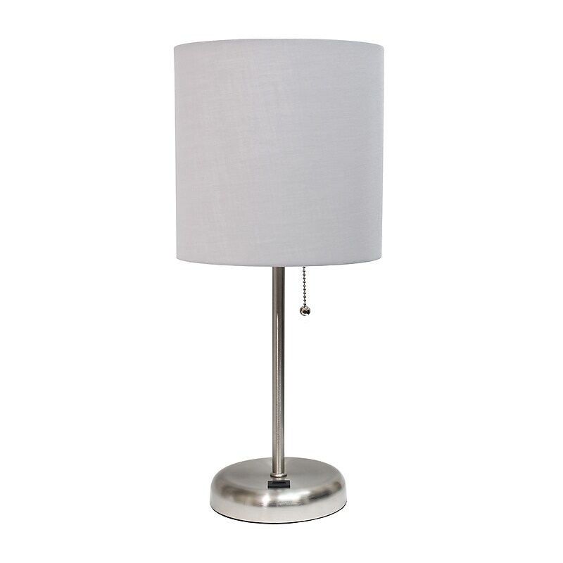 Creekwood Home Oslo 19.50" LED Table Lamp with USB Port, Brushed Steel/Gray (CWT-2012-GY) image 1