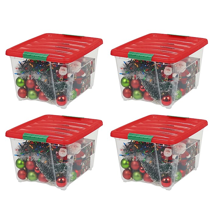 Iris Holiday Medium Stackable Plastic Storage Box, 10.5