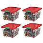 Iris Holiday Medium Stackable Plastic Storage Box, 10.5" x 14.4" x 18.5", 32 Qt., Clear/Red, 4/Pack (500532)~#|#~BC5B74D9-916A-48DD-B6B67A4B4C71020C_sc7