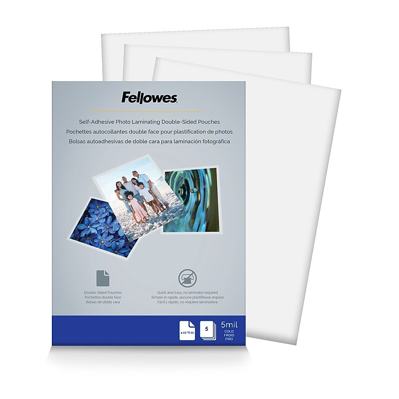 Fellowes Self Sealing Laminating Pouches, Photo, 5 Mil, 5/Pack (5220401) image 1