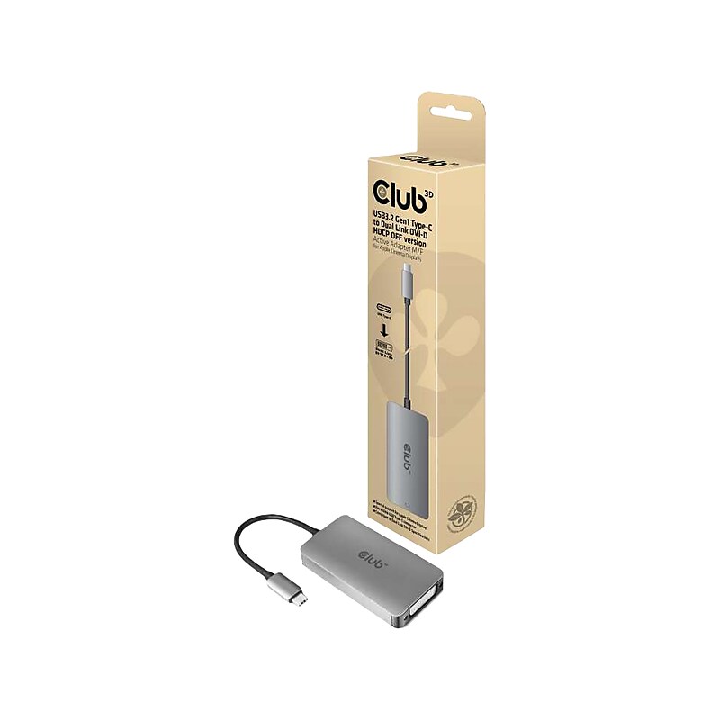 Club 3D USB C to DVI-D Adapter, Male to Female, Silver (CAC-1510) image 1