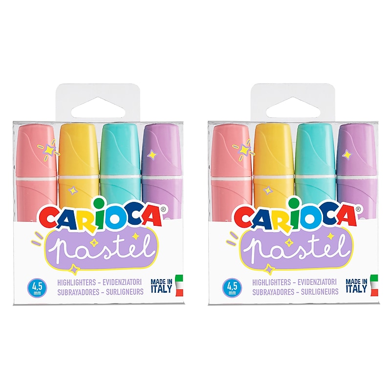 CARIOCA Pastel Highlighters, Chisel Tip, Assorted Colors, 4/Pack, 2/Bundle (CRA43167-2) image 1