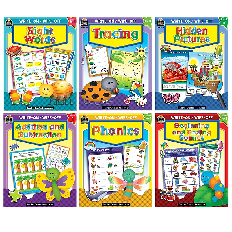 Teacher Created Resources Early Learning Essentials Write & Wipe Activity Book Kit, 6/Set (TCRWWBOOKS7) image 1