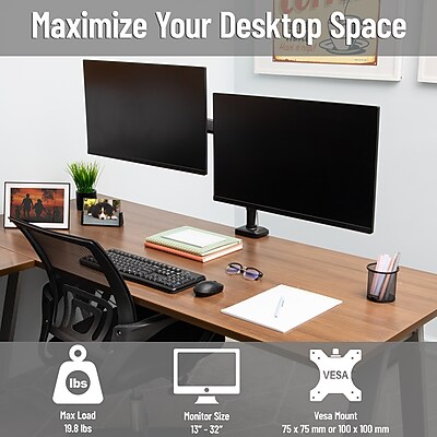 Mind Reader Dual Monitor Arm for 13″ – 32″ Monitor, Gas Spring VESA Desk Mount, Black (AGTILTDB-BLK) Sansujyuku sansujyuku.com