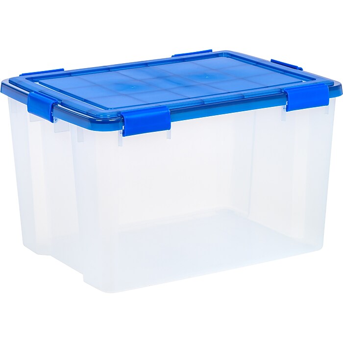 Iris WeatherPro 74 Qt. Latch Lid Storage Bin, Clear/Blue (500204