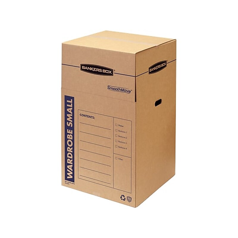 Bankers Box SmoothMove 20.38" x 34.5" x 20.38" Wardrobe Box, Kraft, 3/Carton (7710902) image 1