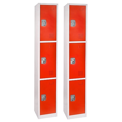AdirOffice 72'' 3-Tier Red Storage Locker, 2/Pack (629-203-RED-2PK