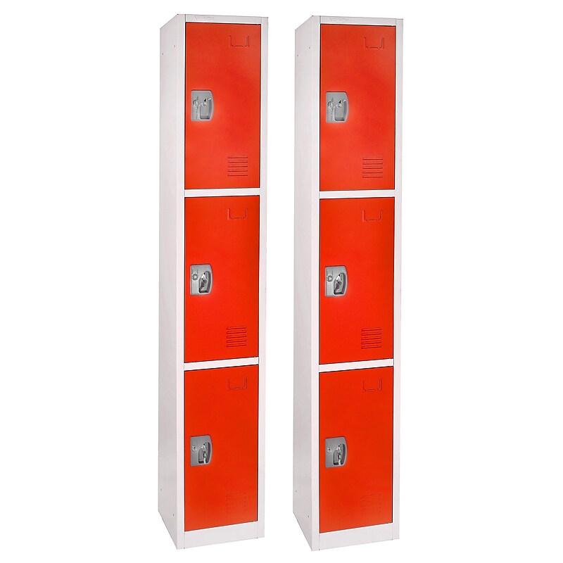 AdirOffice 72'' 3-Tier Red Storage Locker, 2/Pack (629-203-RED-2PK) image 1