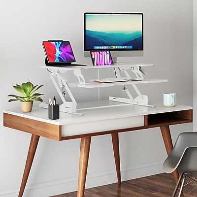 Mount-It! 38" W Manual Rectangular Adjustable Standing Desk Converter - Thumbnail 2