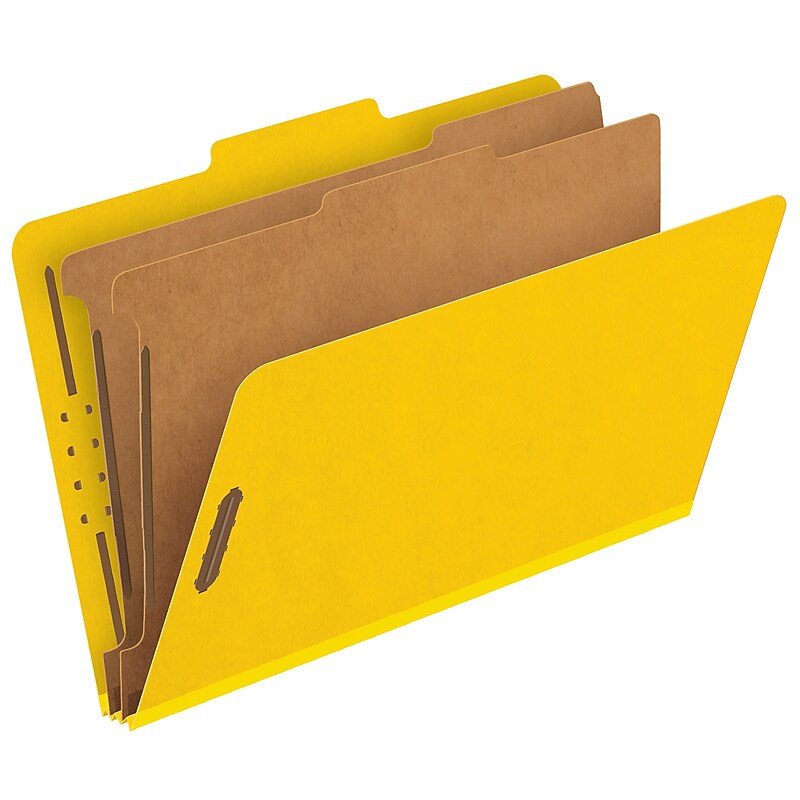 Pendaflex 60% Recycled Heavy Duty Pressboard Classification Folder, 2-Dividers, 2 1/2" Expansion, Legal Size, Yellow, 10/Box image 1