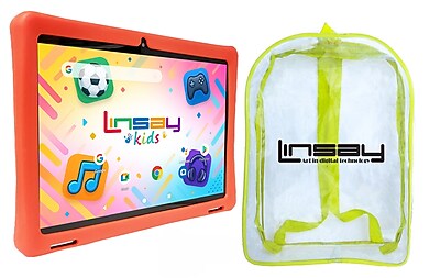 LINSAY F10 Series 10.1″ Tablet, Wi-Fi, Octa Core, 256GB eMMC, Android 15, Red Kids Defender Case & Backpack (F10IPGKIDSREBAPLUS) Sansujyuku sansujyuku.com