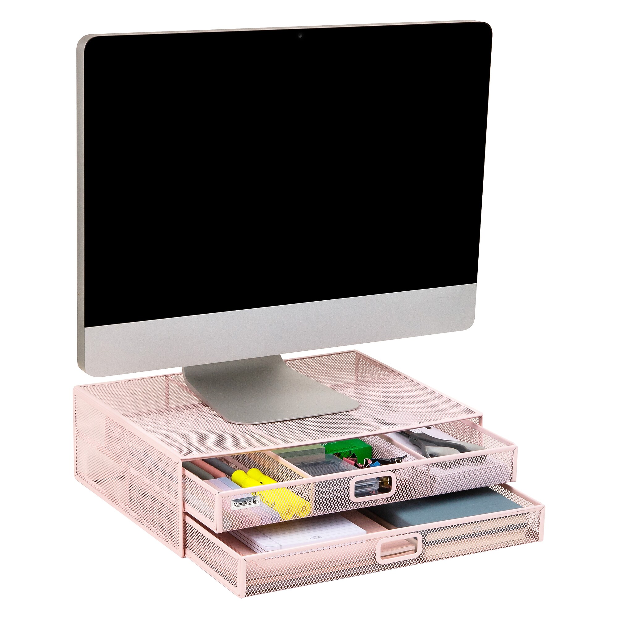 Mind Reader Two-Tier Monitor Stand Laptop Riser, Up to 30 lbs., Pink (2TDMESHY-PNK) Simolary simolary.com