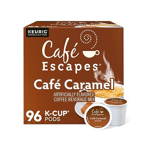 Cafe Escapes Cafe Caramel Coffee, Keurig KCup Pod, 96/Carton