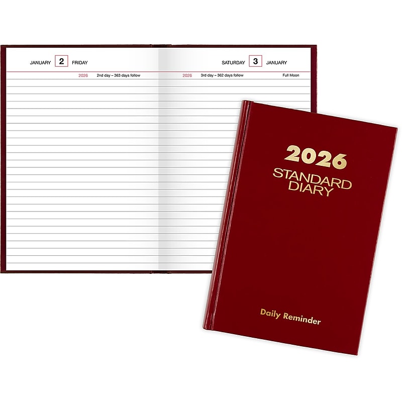 AT-A-GLANCE 2026 Hardcover Diary, 5.75" x 8.25", Wide-Ruled, Red (SD387-13-26) image 1