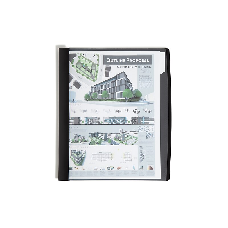 Smead Report Covers with Clear Front, 3-Prong, Letter Size, Black, 5/Pack (86010) image 1