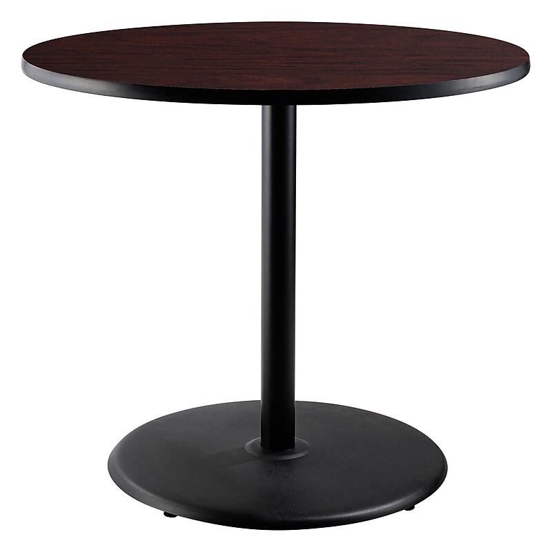 NPS CT Series 36" Round 36" Height Cafe Table, Round Base, Black Frame/Mahogany Top (CT13636RCPBTMMY) image 1