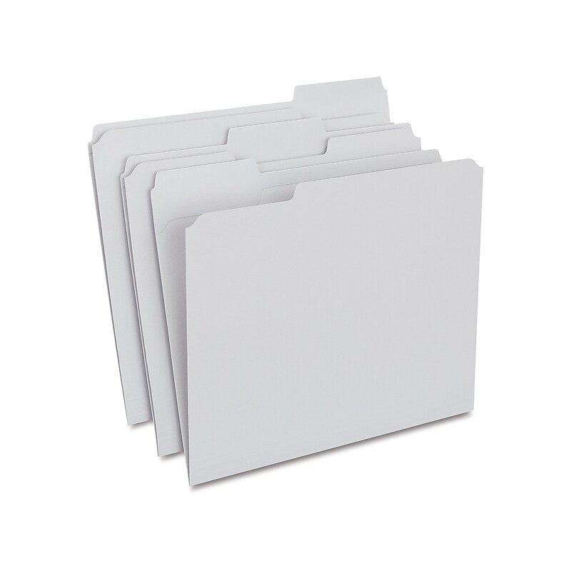 Staples Reinforced File Folders, 1/3-Cut Tab, Letter Size, Gray, 100/Box (ST508895-CC) image 1