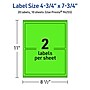 Avery Rectangle Multipurpose Labels, 4.75" x 7.75", Neon Green, 20/Pack (94255)~#|#~BCAD73EB-18C5-40C7-847C70601DBA98F2_sc7