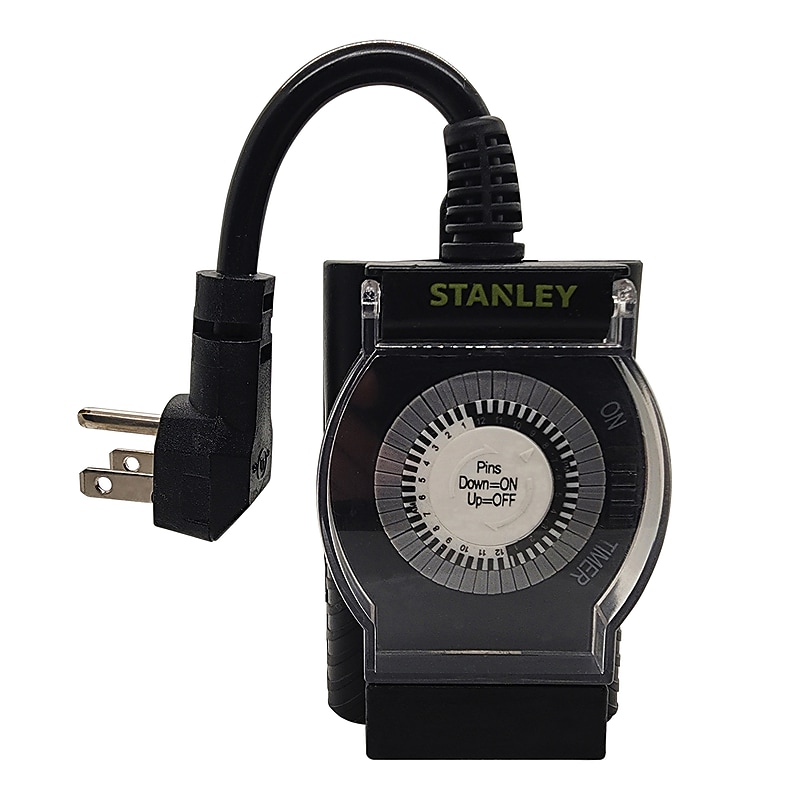 Stanley TIMEIT 24-Hour Mechanical Timer for Outdoor Lighting, Black (W31214) image 1