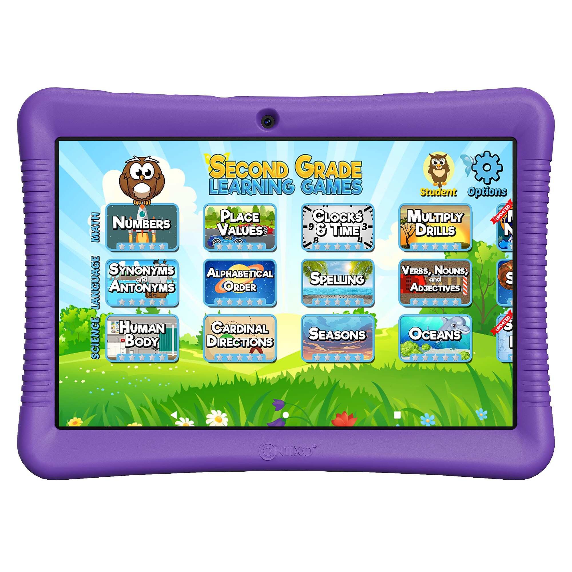 Contixo K102 10” Tablet, QuadCore Cortex-A100, WiFi, 32GB, Android, Stylus, Kid Proof Case, Purple (K102-32GPRPLDIS) Sansujyuku sansujyuku.com