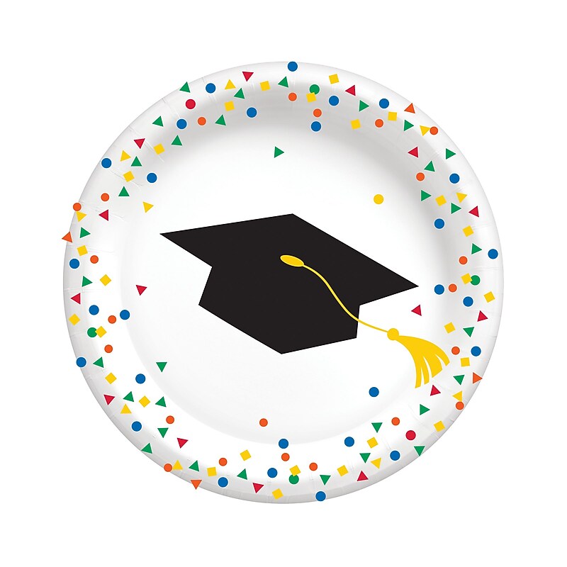 Party City Colorful Future Graduation 9" Paper Plates, Multicolored, 8 Plates/Pack image 1