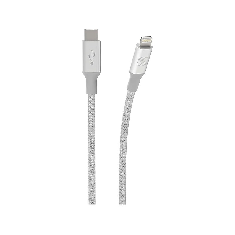 scosche StrikeLine Premium 8' Lightning to USB-C Cable, Male to Male, Silver (CI4B8SR-SP) image 1